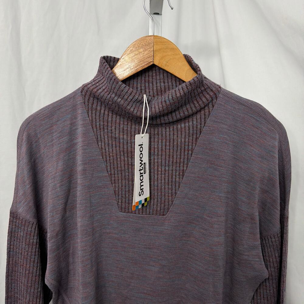 SmartWool Thermal Rib Top Womens Size Medium Merino Wool Chalk Violet Heather - Picture 8 of 11